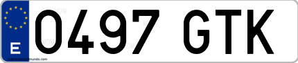 Ejemplo de matrícula de coche ordinaria 0497 GTK