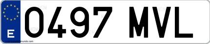 Ejemplo de matrícula española 0497 MVL