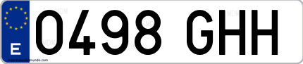 Ejemplo de matrícula de coche ordinaria 0498 GHH
