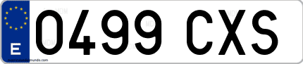 Ejemplo de matrícula de coche ordinaria 0499 CXS
