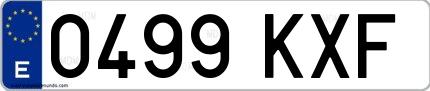 Ejemplo de matrícula española 0499 KXF