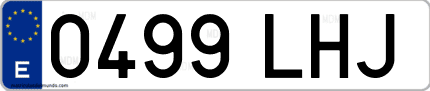 Ejemplo de matrícula de coche ordinaria 0499 LHJ