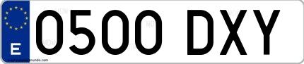 Ejemplo de matrícula española 0500 DXY