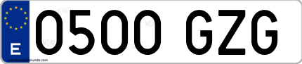 Ejemplo de matrícula de coche ordinaria 0500 GZG