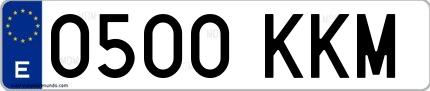 Ejemplo de matrícula española 0500 KKM