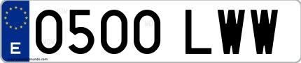 Ejemplo de matrícula española 0500 LWW