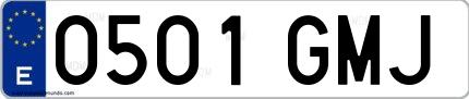 Ejemplo de matrícula española 0501 GMJ