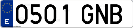Ejemplo de matrícula de coche ordinaria 0501 GNB