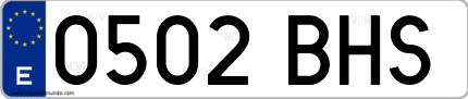 Ejemplo de matrícula de coche ordinaria 0502 BHS