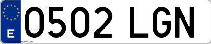 Ejemplo de matrícula española 0502 LGN