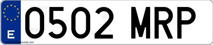 Ejemplo de matrícula española 0502 MRP