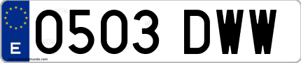Ejemplo de matrícula de coche ordinaria 0503 DWW