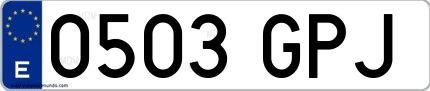 Ejemplo de matrícula española 0503 GPJ