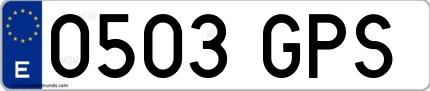 Ejemplo de matrícula española 0503 GPS
