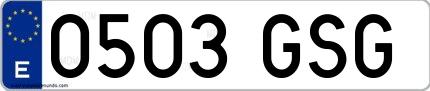 Ejemplo de matrícula española 0503 GSG