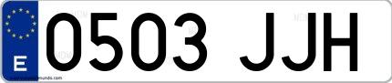 Ejemplo de matrícula española 0503 JJH