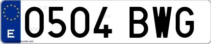 Ejemplo de matrícula española 0504 BWG