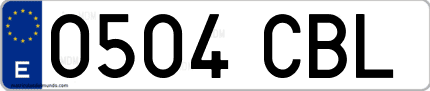 Ejemplo de matrícula de coche ordinaria 0504 CBL