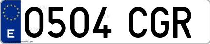 Ejemplo de matrícula española 0504 CGR