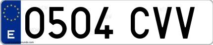 Ejemplo de matrícula de coche ordinaria 0504 CVV