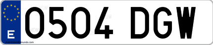 Ejemplo de matrícula de coche ordinaria 0504 DGW