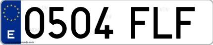 Ejemplo de matrícula española 0504 FLF