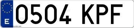 Ejemplo de matrícula española 0504 KPF