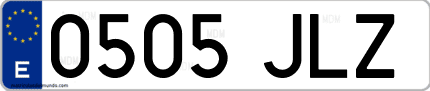 Ejemplo de matrícula de coche ordinaria 0505 JLZ
