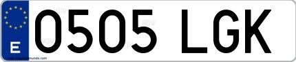 Ejemplo de matrícula española 0505 LGK