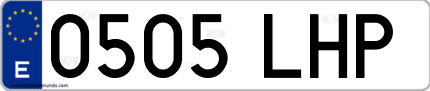 Ejemplo de matrícula de coche ordinaria 0505 LHP
