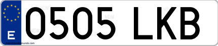 Ejemplo de matrícula de coche ordinaria 0505 LKB