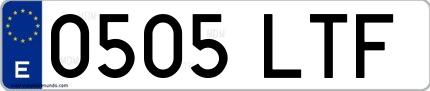 Ejemplo de matrícula española 0505 LTF