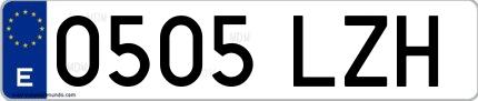 Ejemplo de matrícula española 0505 LZH