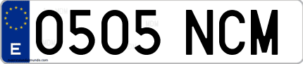 Ejemplo de matrícula de coche ordinaria 0505 NCM