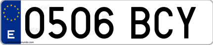 Ejemplo de matrícula de coche ordinaria 0506 BCY