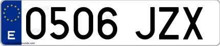 Ejemplo de matrícula española 0506 JZX