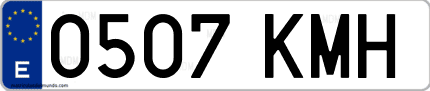 Ejemplo de matrícula de coche ordinaria 0507 KMH