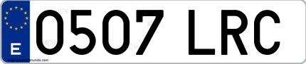 Ejemplo de matrícula de coche ordinaria 0507 LRC