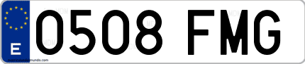 Ejemplo de matrícula de coche ordinaria 0508 FMG