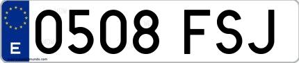 Ejemplo de matrícula española 0508 FSJ