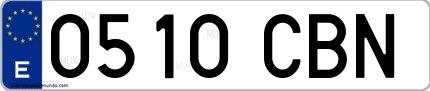 Ejemplo de matrícula española 0510 CBN