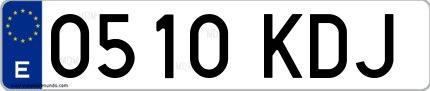 Ejemplo de matrícula española 0510 KDJ