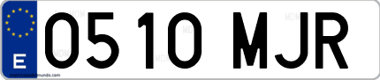Ejemplo de matrícula de coche ordinaria 0510 MJR