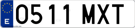 Ejemplo de matrícula de coche ordinaria 0511 MXT