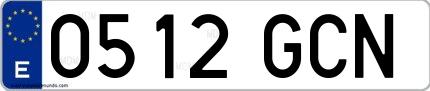 Ejemplo de matrícula española 0512 GCN