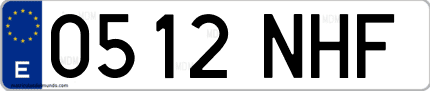 Ejemplo de matrícula de coche ordinaria 0512 NHF