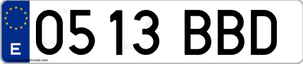 Ejemplo de matrícula de coche ordinaria 0513 BBD