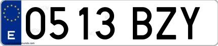 Ejemplo de matrícula española 0513 BZY