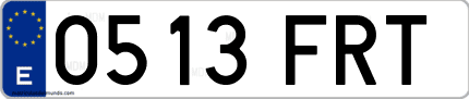 Ejemplo de matrícula de coche ordinaria 0513 FRT