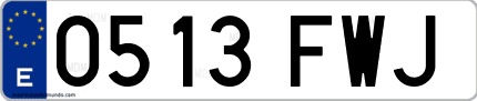 Ejemplo de matrícula de coche ordinaria 0513 FWJ